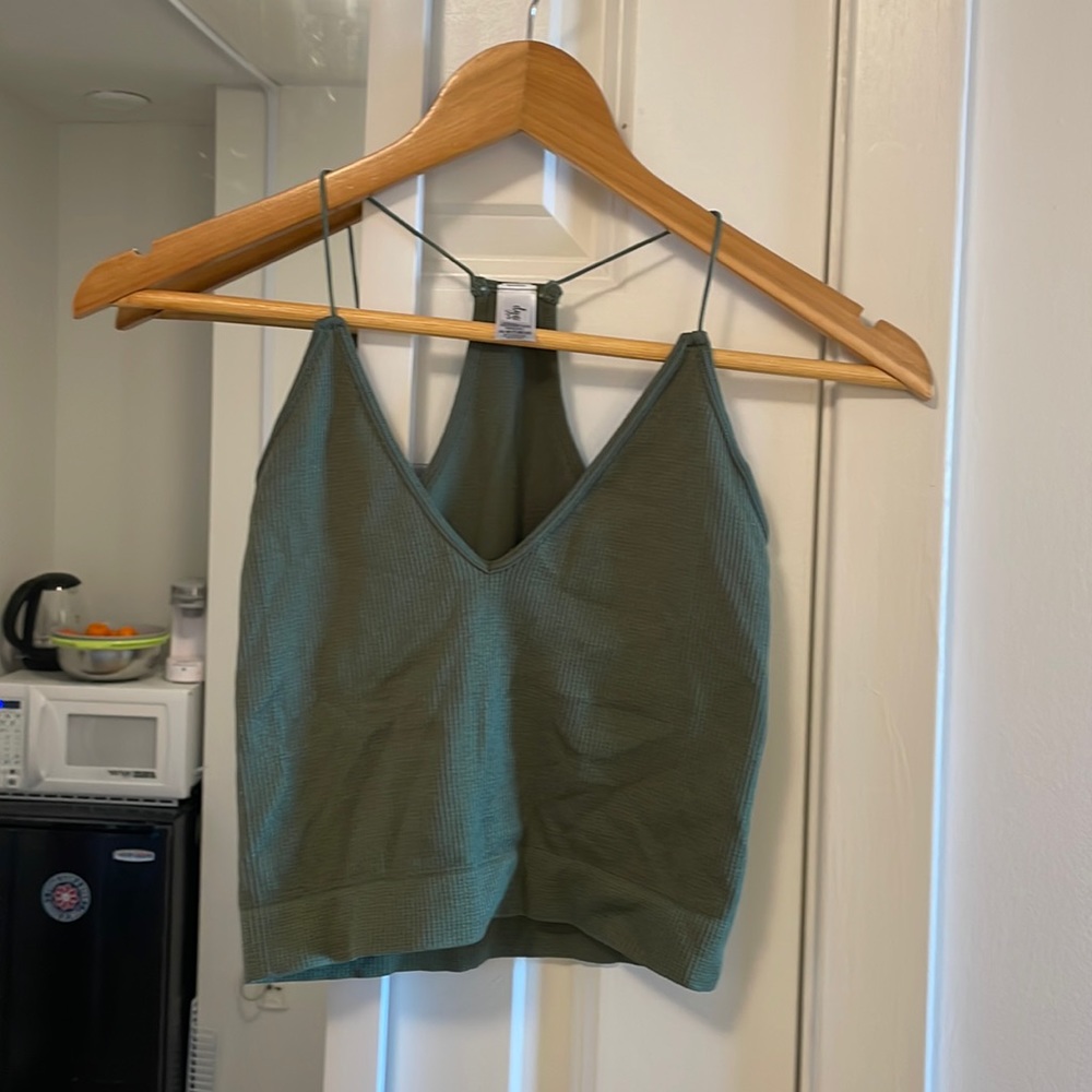 Olive Green Ribbed Crop Top